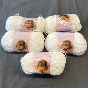 Mary Maxim Baby Soft Yarn Lot 6 Skeins White 001 DK Sport 100% Acrylic 960 Yds